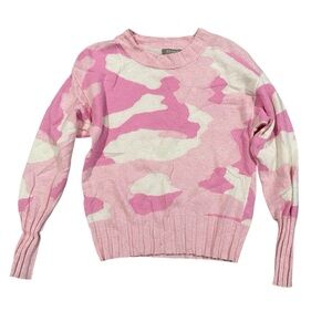 Brodie Cashmere Camo Pink and White Women's Sweater Small